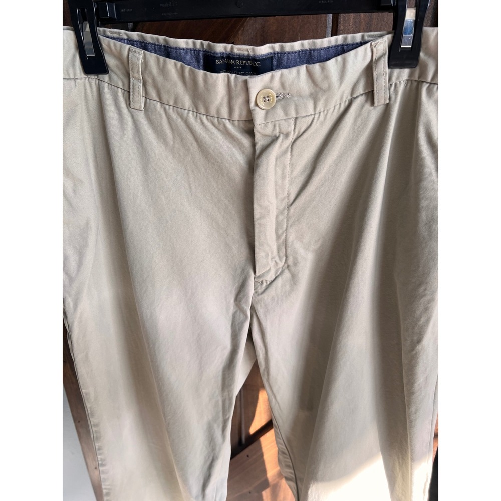 Banana Republic Gavin Straight Fit Chinos Mens 38x32 Khaki Tan 100% Cotton Pants - Picture 8 of 15